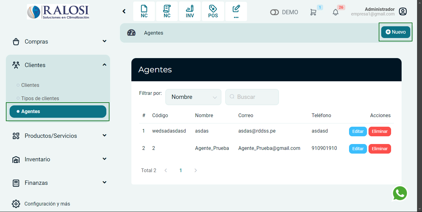 Acceder a Agentes