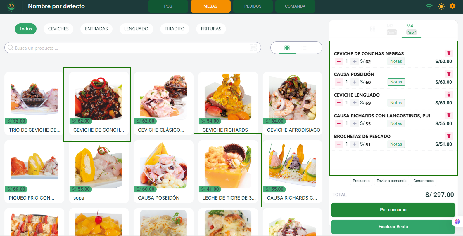 Selección de platillos