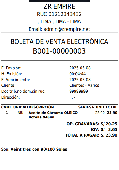 Total Ticket Boleta